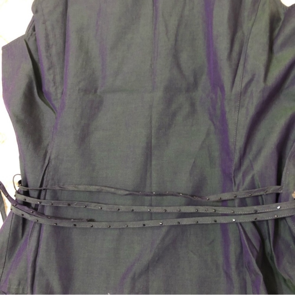 LOFT Ann Taylor Cotton Iridescent Sleeveless Wrap Around Blouse Collared Shirt - Picture 9 of 15